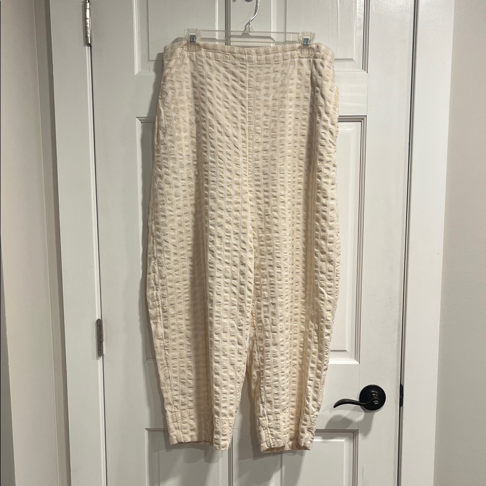Free People Wide Leg Textured Cream Pants